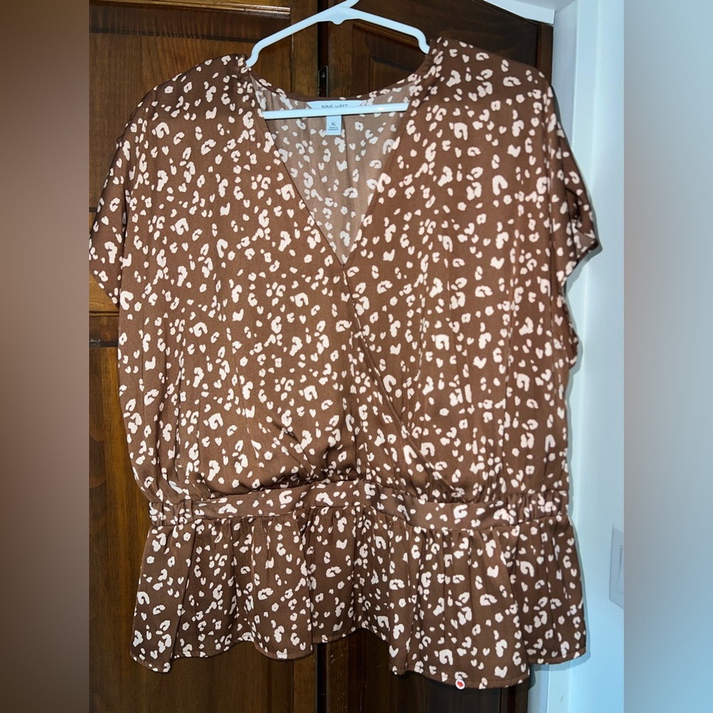 Nine West Brown and Cream Patterned Dress top